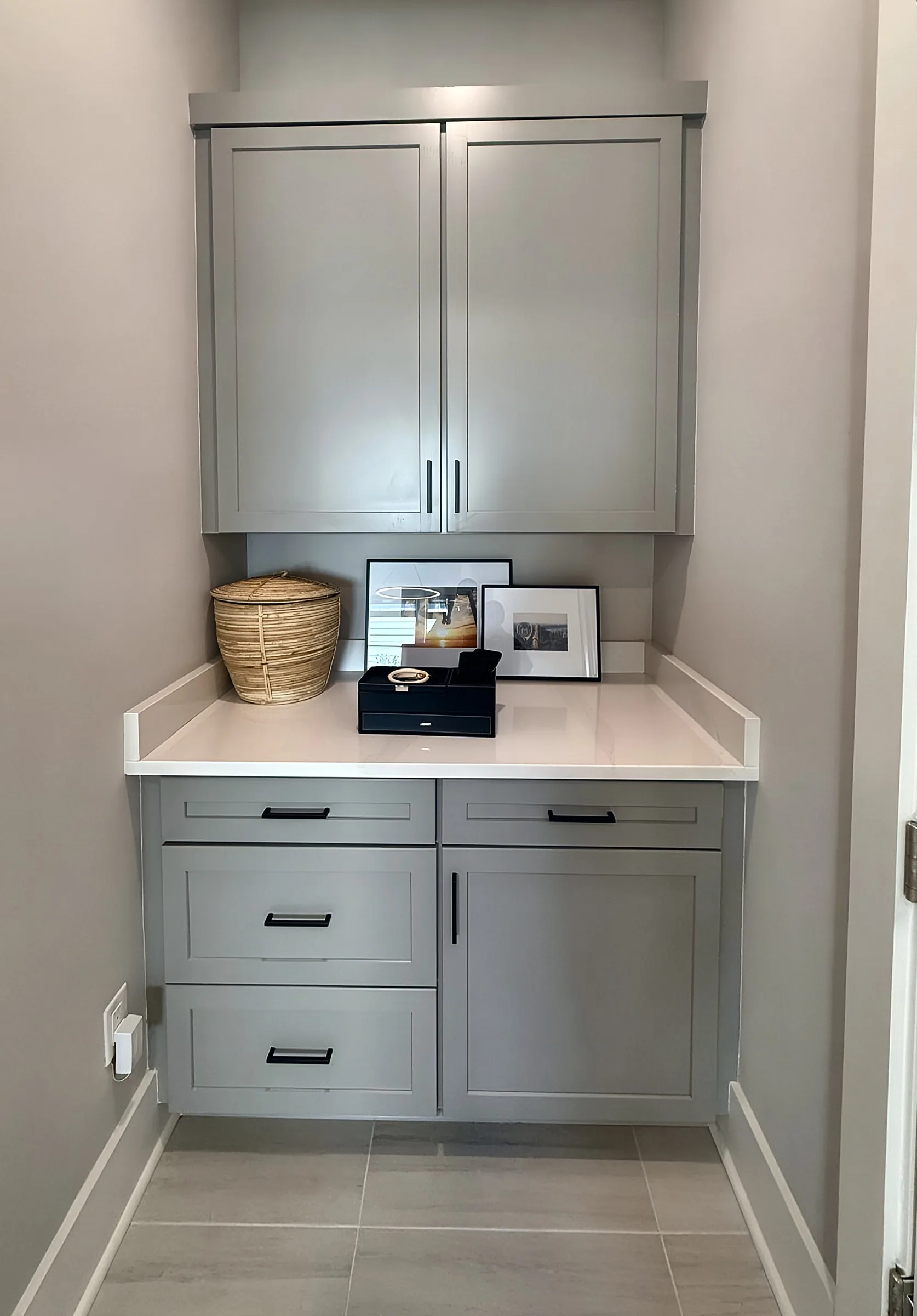 Gray Shaker Drop Zone Cabinets — Panama City Beach