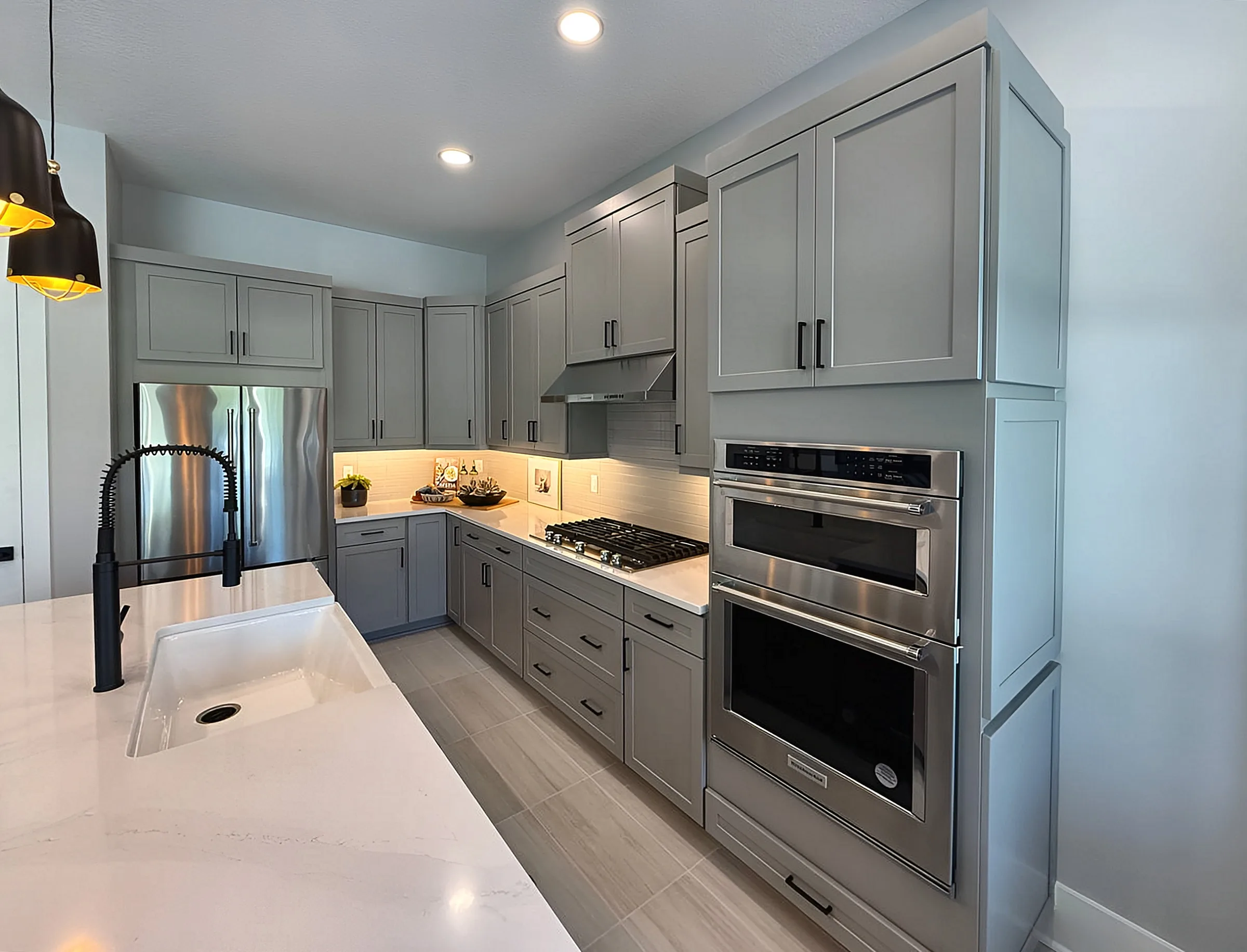 Gray Shaker Kitchen with Double Wall Oven — Panama City Beach