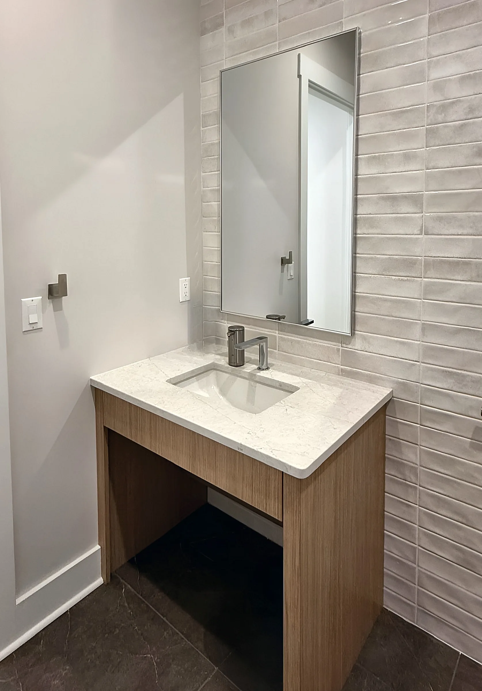 Oak Vanity with Open Knee Space — Panama City Beach